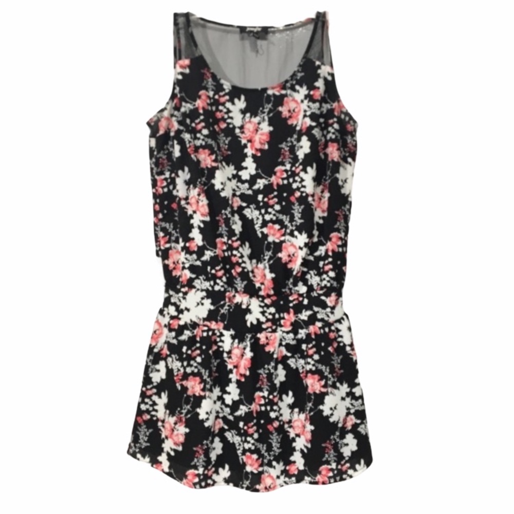 Jennyfer Sleeveless Black Floral Dress